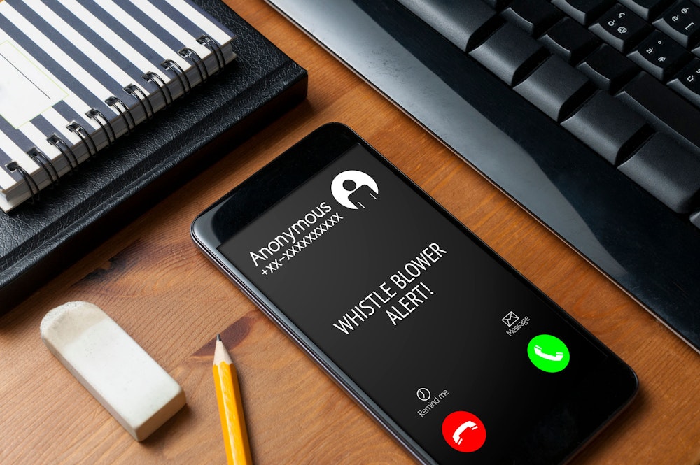Whistleblower alert on phone