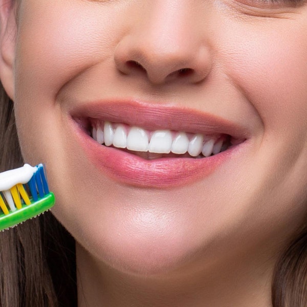 White smile and tooth brush