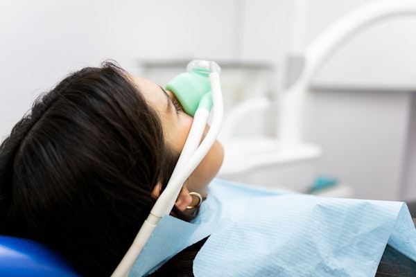 Woman receiving nitrous oxide
