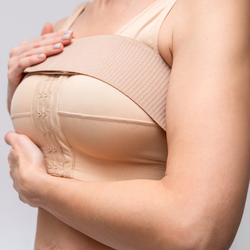 Woman wearing compression bra