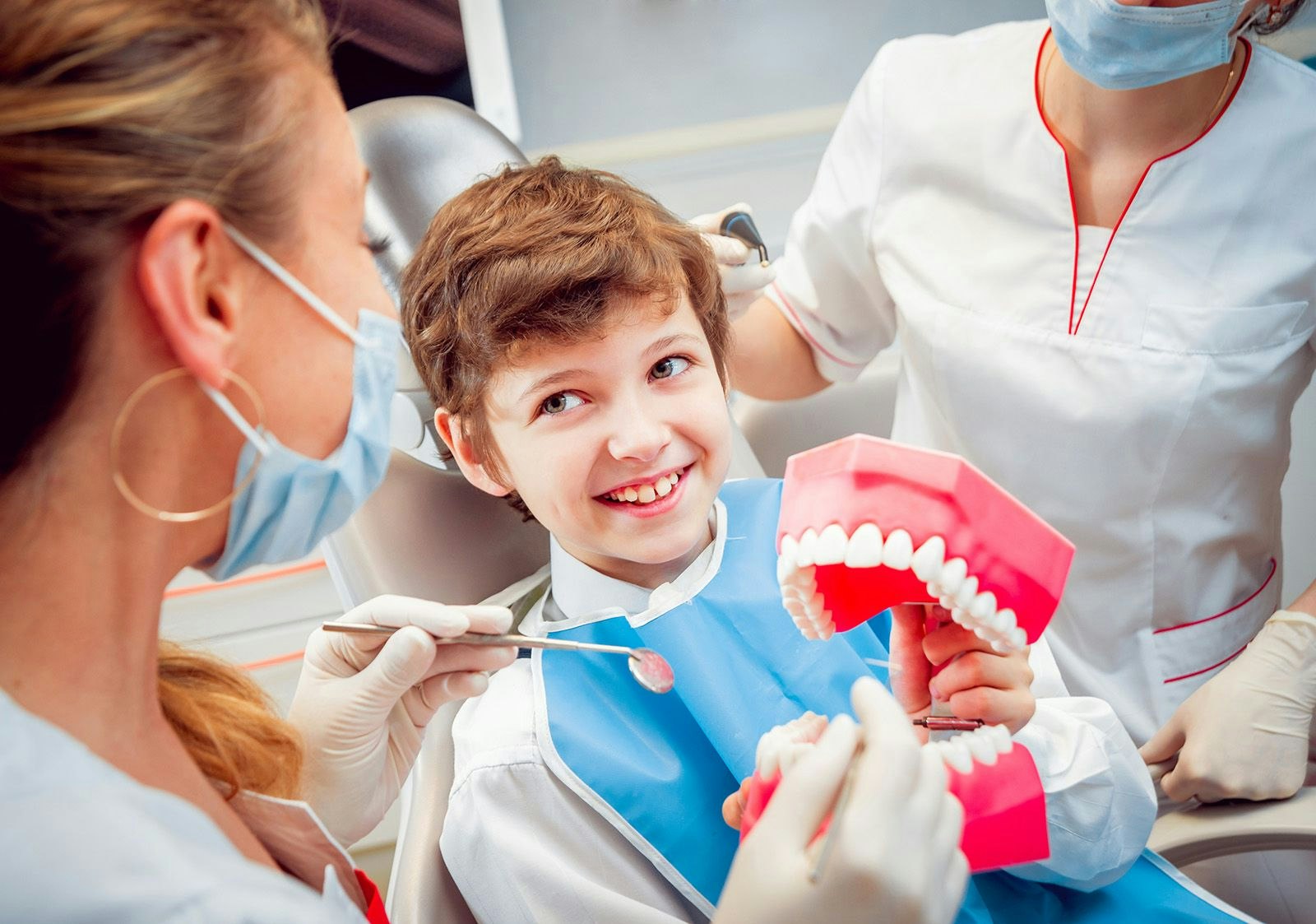 Young boy at the dentist