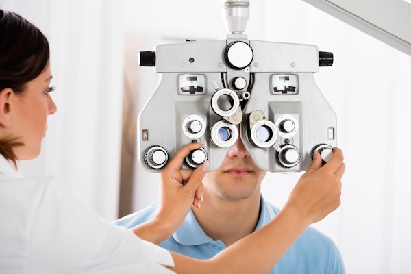 Man having eyes tested
