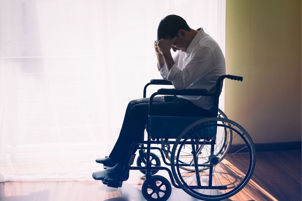 A man in a wheelchair