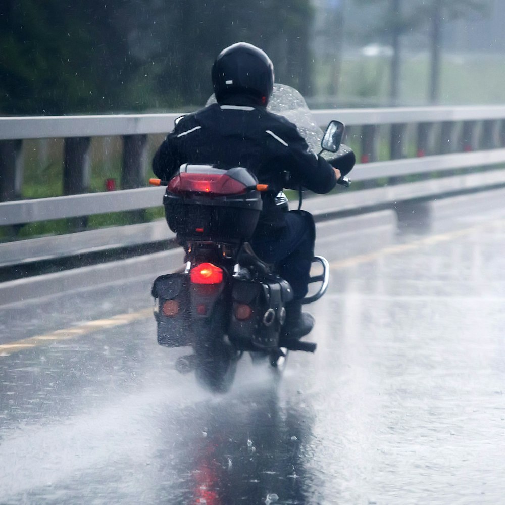 Motorcycle on wet road