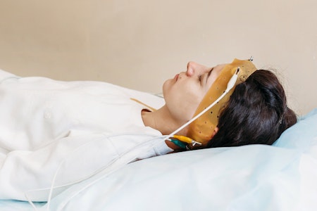 woman in sleep study