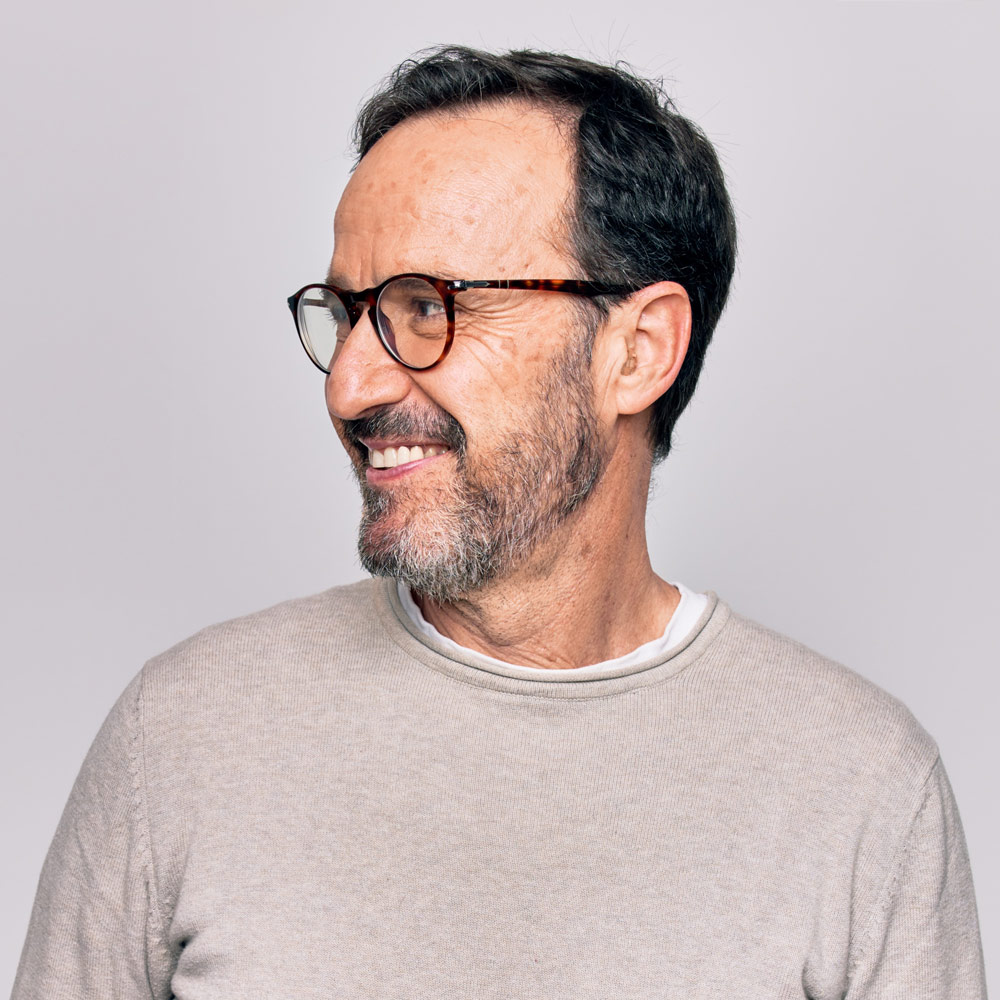 Smiling man in glasses