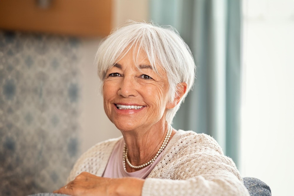 beautiful smile of woman sitting