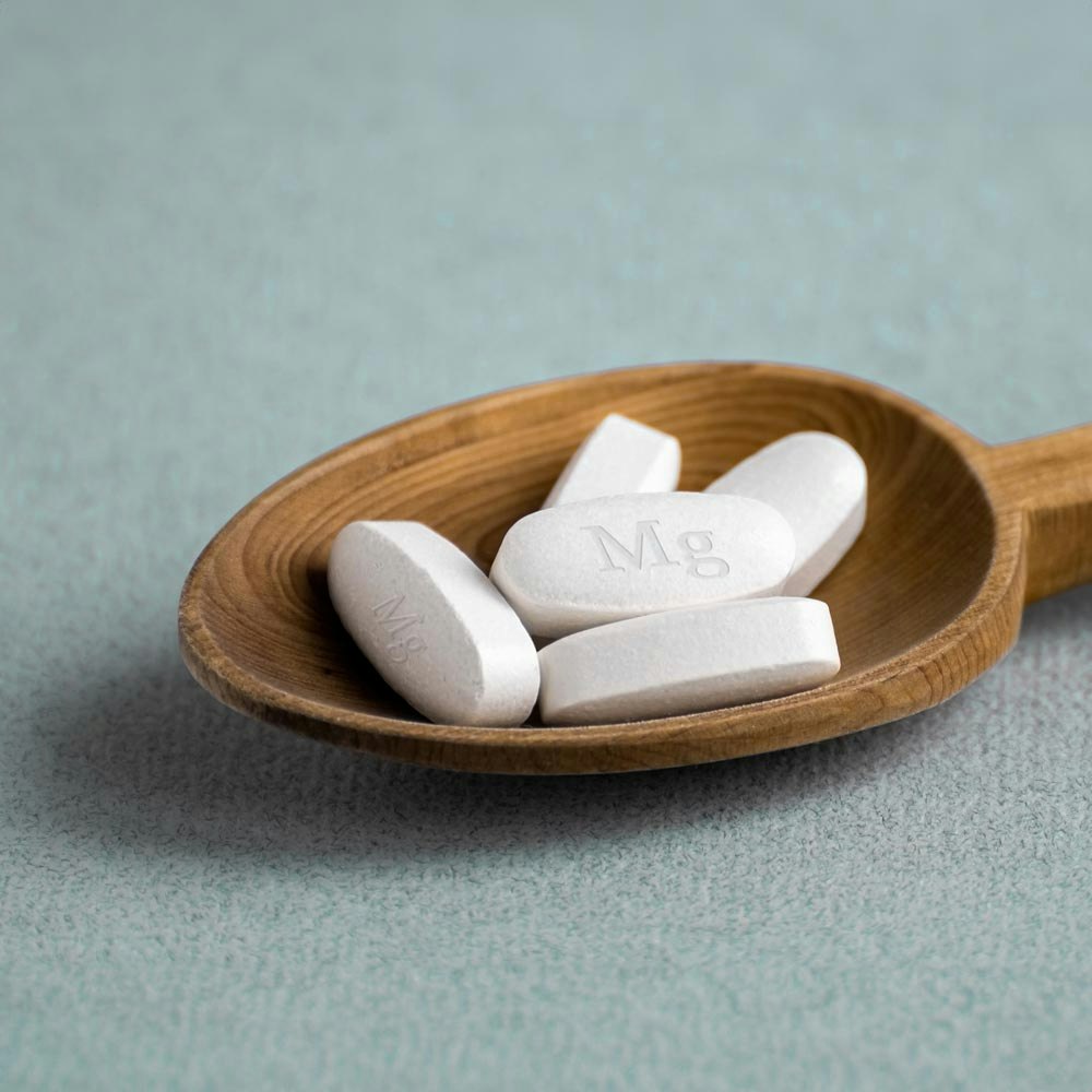 supplements in wooden container