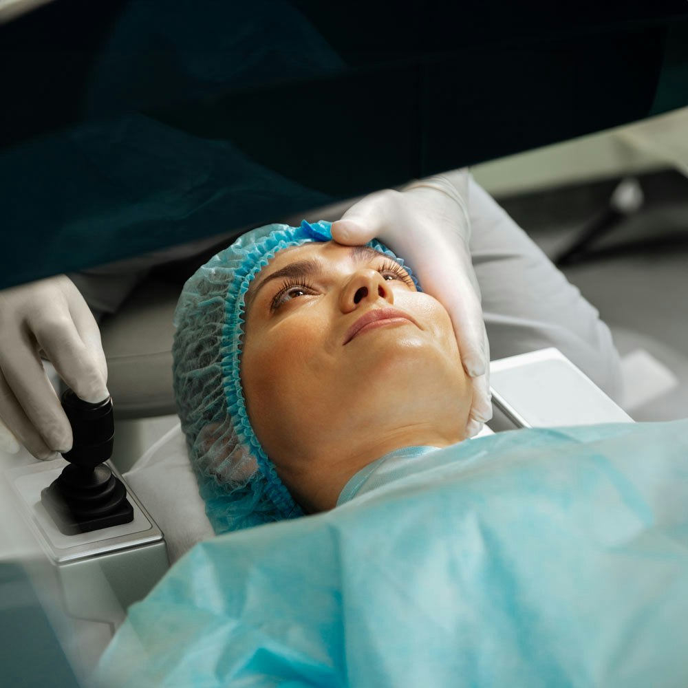 Woman about to go through LASIK surgery