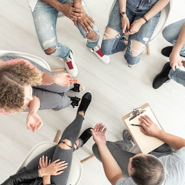 Top view of anger management course for young adults