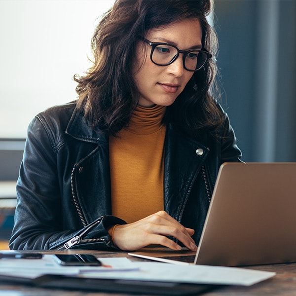Woman working on computer